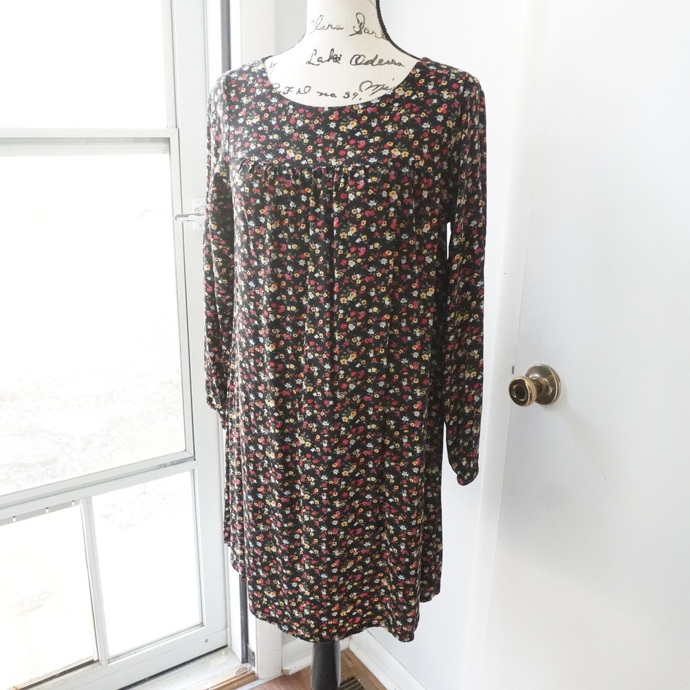 HATCH The Mamas Mini Dress Black Floral Long Sleeve Size M‎